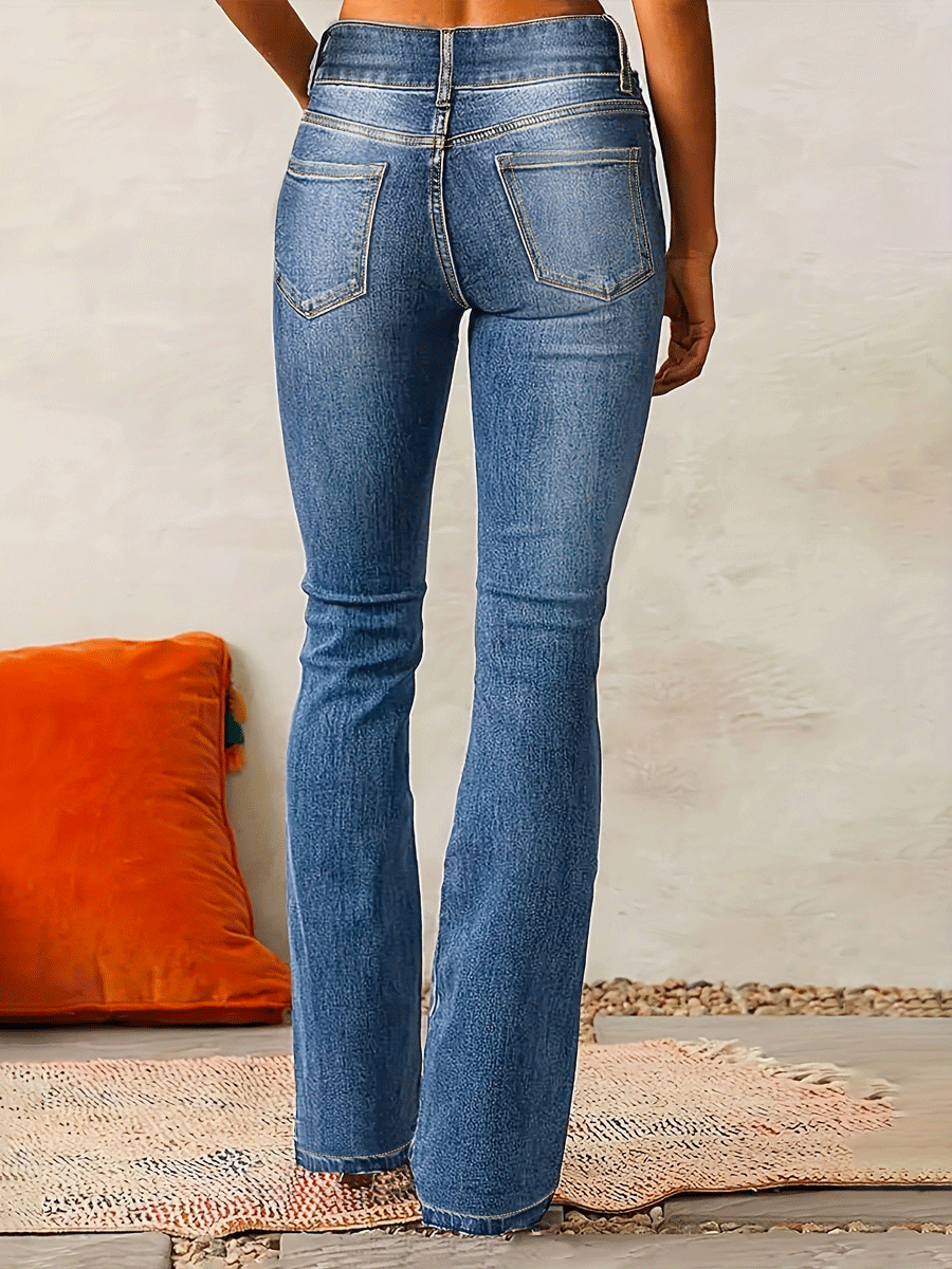 Vintage Stretch Washed Street Flared Jeans